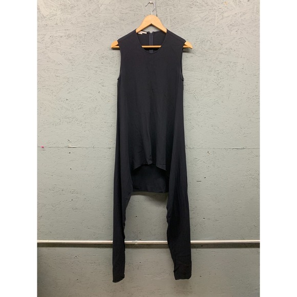 Stella McCartney Women’s 6 (42) Black Tiered Asymmetric Crepe Dress Elegant Midi - Picture 3 of 14